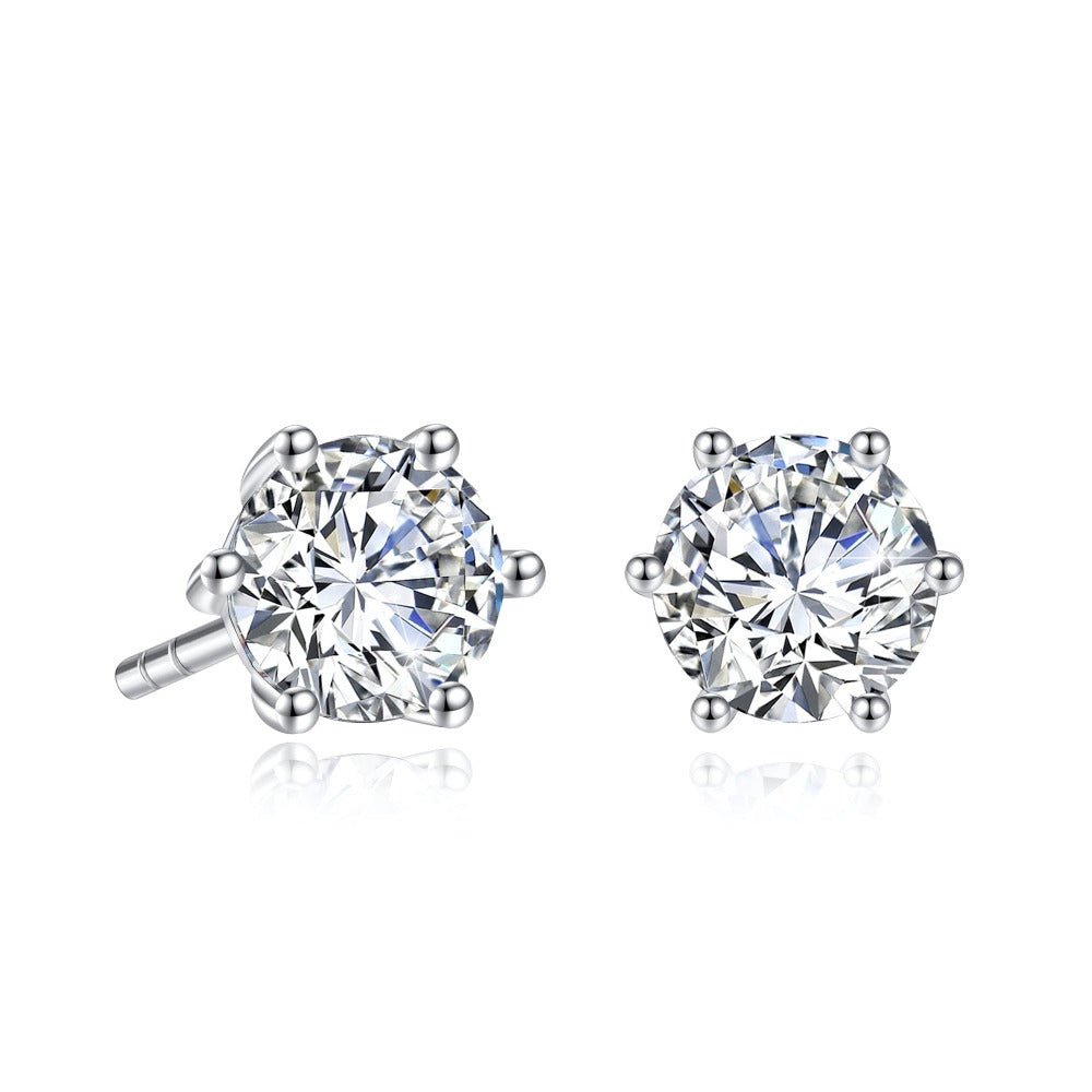 0.5 CT. Classic Six - Prong Round Moissanite Stud Earrings - TAYLOR KOM_925 Sterling Silver