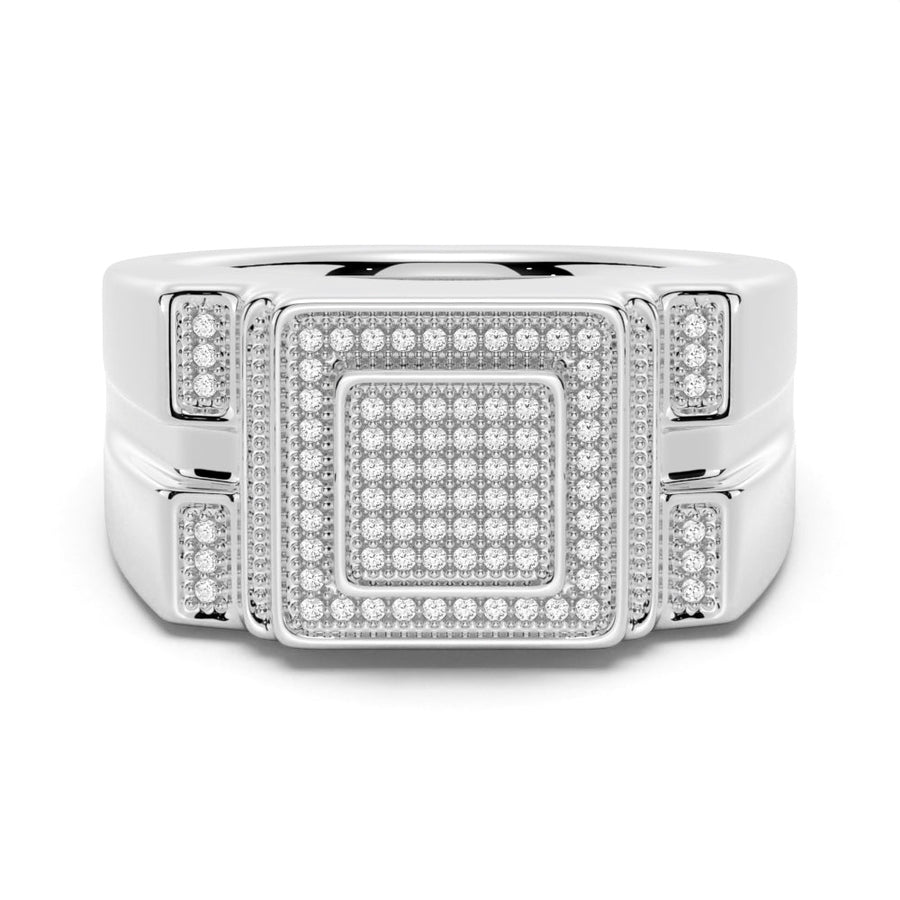 12mm Luxury Moissanite Micro Pave Square Stepped Men's Wedding Ring - TAYLOR KOM_925 Sterling Silver