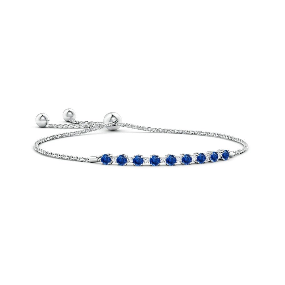 1.37 CT. Adjustable Blue Sapphire and White Sapphire Bolo Tennis Bracelet - TAYLOR KOM_
