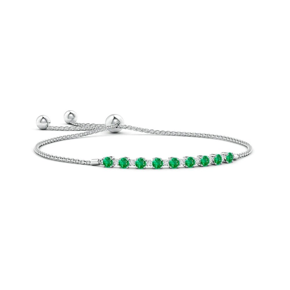 1.37 CT. Adjustable Emerald and White Sapphire Bolo Tennis Bracelet - TAYLOR KOM_
