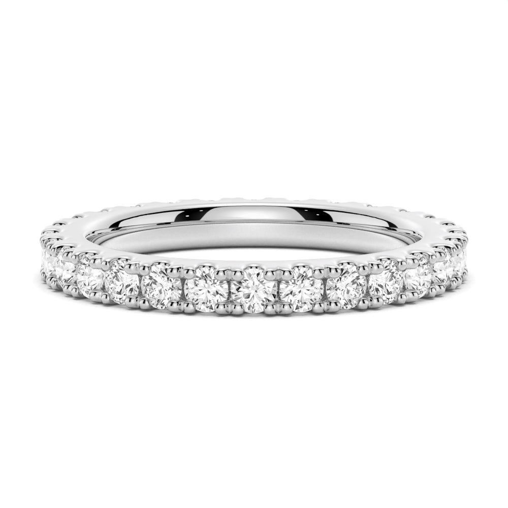 2.2mm French Pave Round Cut Moissanite Eternity Band - TAYLOR KOM_925 Sterling Silver