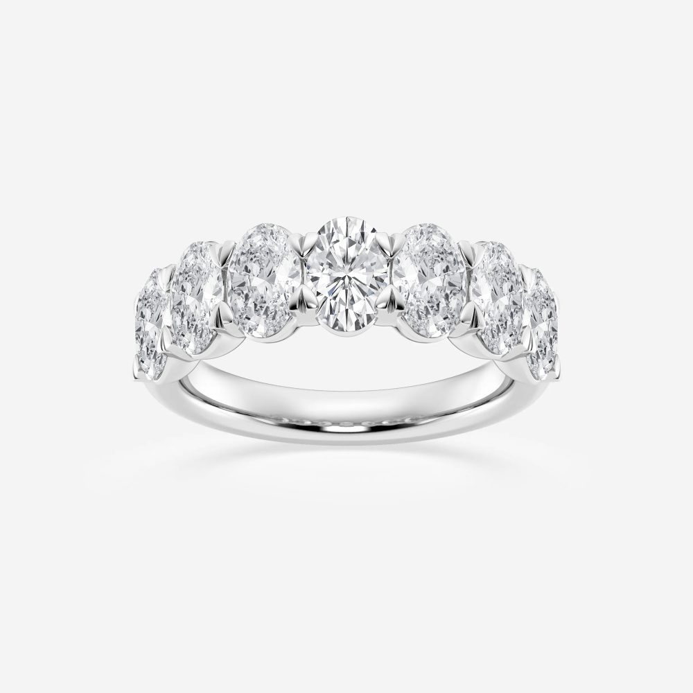 3.5ctw Oval Seven - Stone Moissanite Wedding Band - TAYLOR KOM_925 Sterling Silver