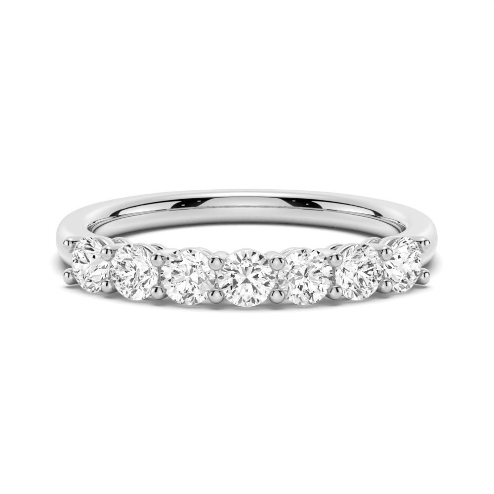 3mm Seven Stone French Pave Moissanite Wedding Band - TAYLOR KOM_925 Sterling Silver