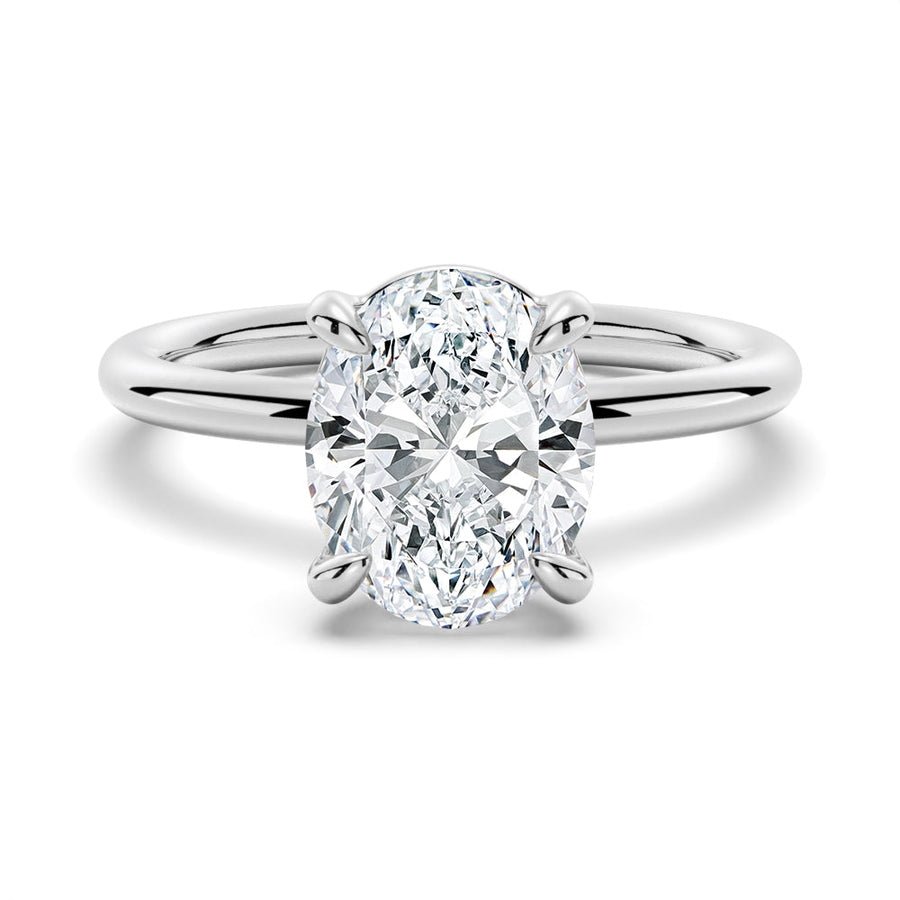 4 Prongs Oval Solitaire Lab Grown Diamond Engagement Ring - TAYLOR KOM_14K Gold