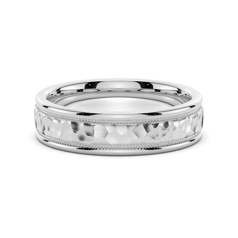 4.5mm Hammered Milgrain Men's Wedding Band - TAYLOR KOM_925 Sterling Silver