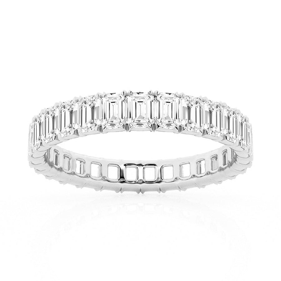 4.6CT Radiant Emerald Cut Moissanite Wedding Band - TAYLOR KOM_925 Sterling Silver