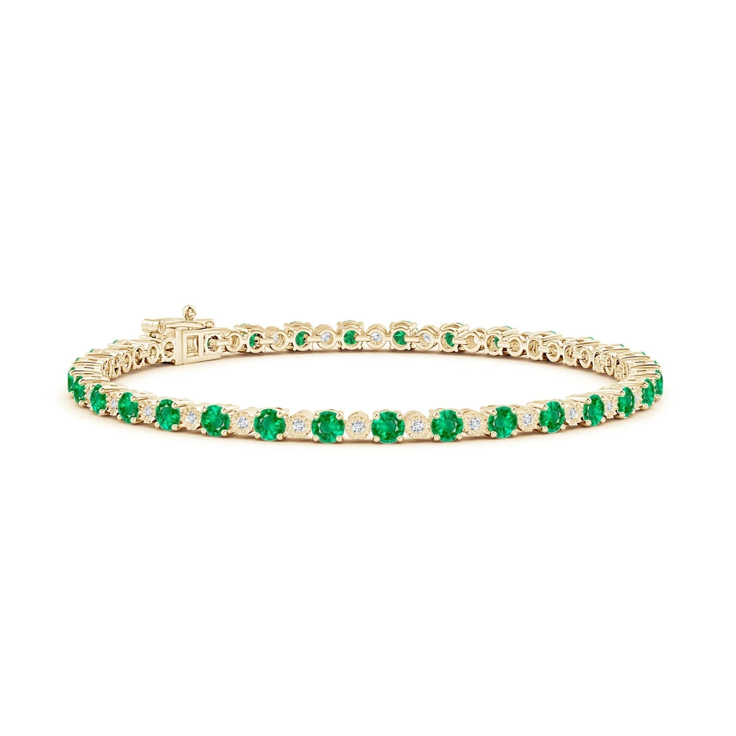 4.8 CT. Emerald and Brilliant Moissanite Tennis Bracelet - TAYLOR KOM_6''