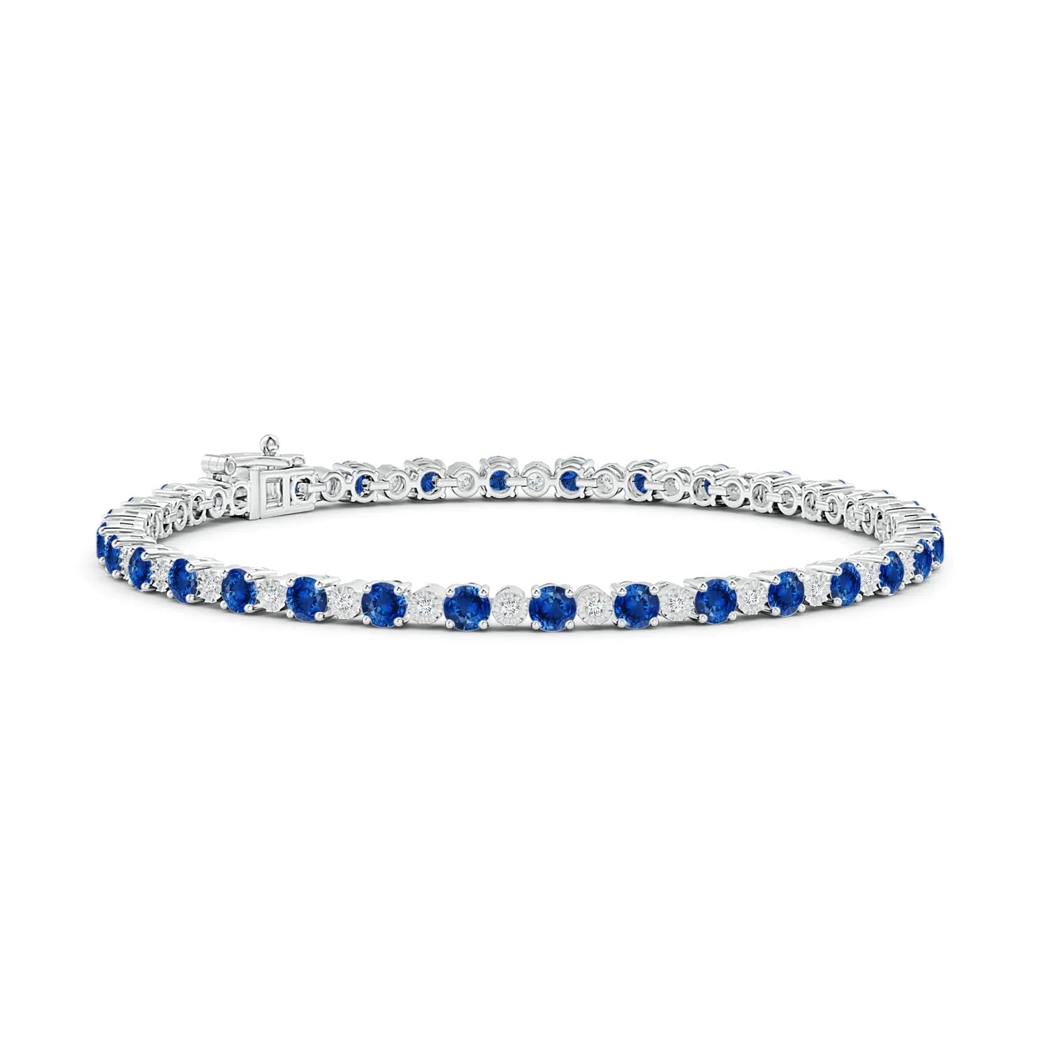 4.8 CT. Round Sapphire and Moissanite Tennis Bracelet - TAYLOR KOM_6''