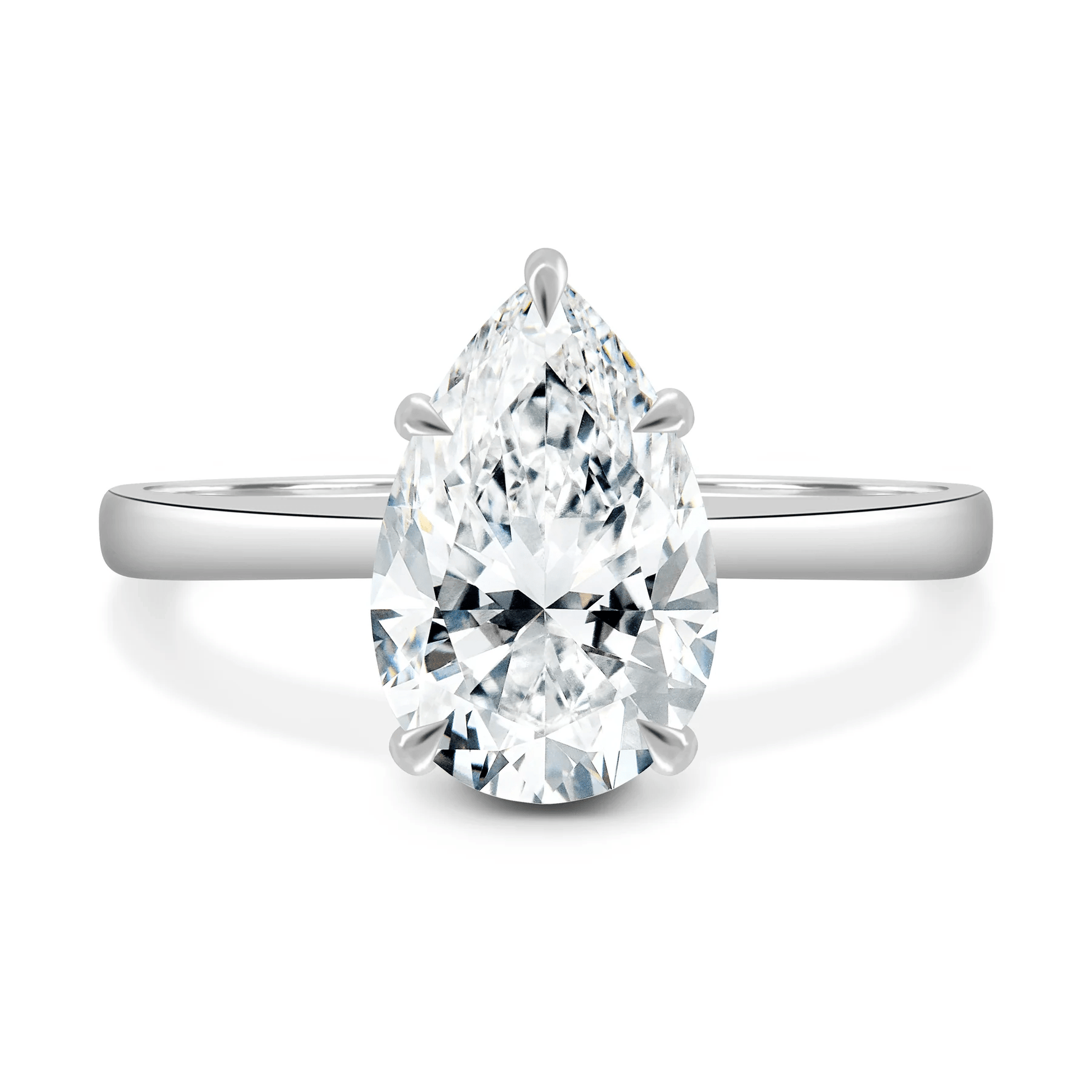 5 Claw Pear Shape Moissanite Engagement Ring - TAYLOR KOM_925 Sterling Silver