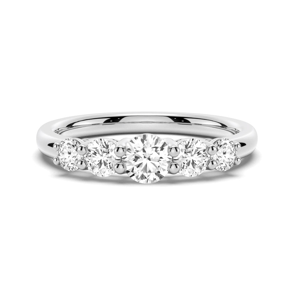 5 Stone Round Cut Moissanite Wedding Band - TAYLOR KOM_925 Sterling Silver