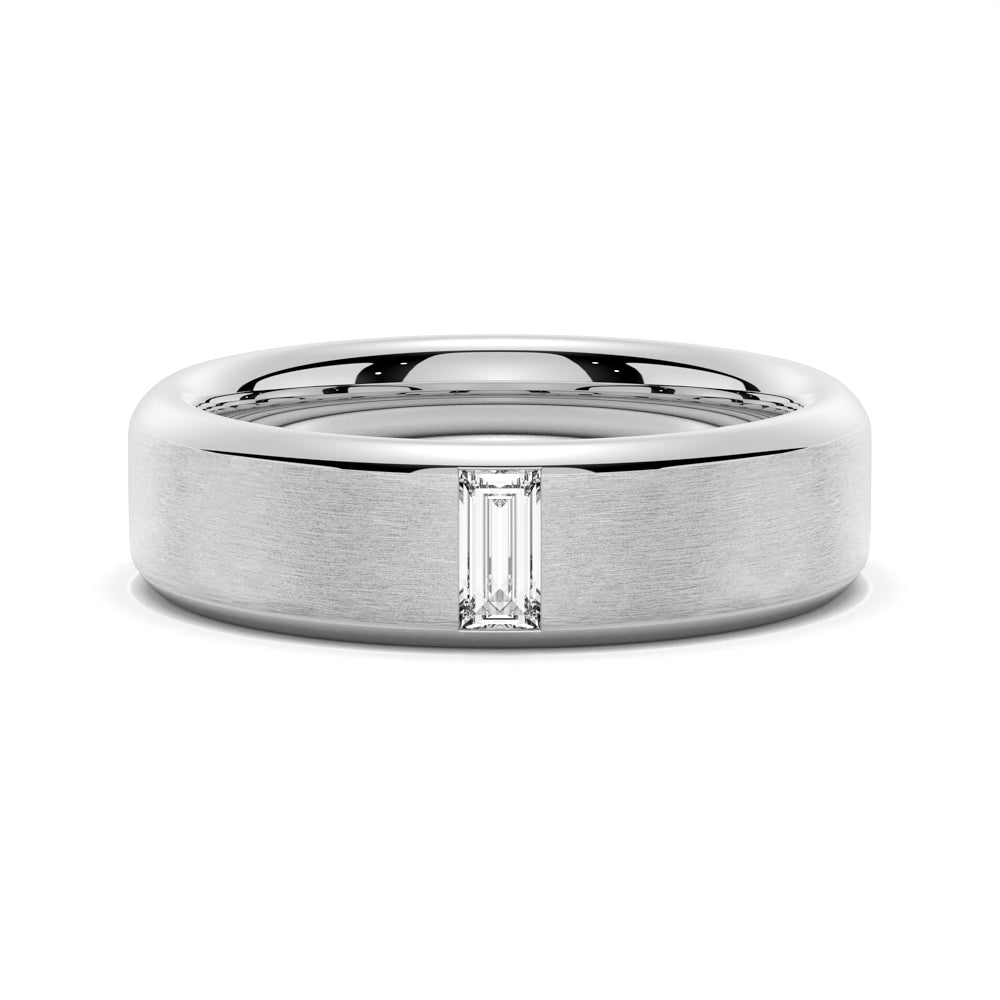 5.7mm Emerald Cut Moissanite Men's Wedding Band - TAYLOR KOM_925 Sterling Silver