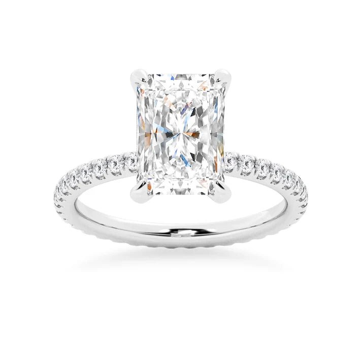 5CT Radiant Cut Moissanite Engagement Ring with Eternity Pavé Band - TAYLOR KOM_925 Sterling Silver