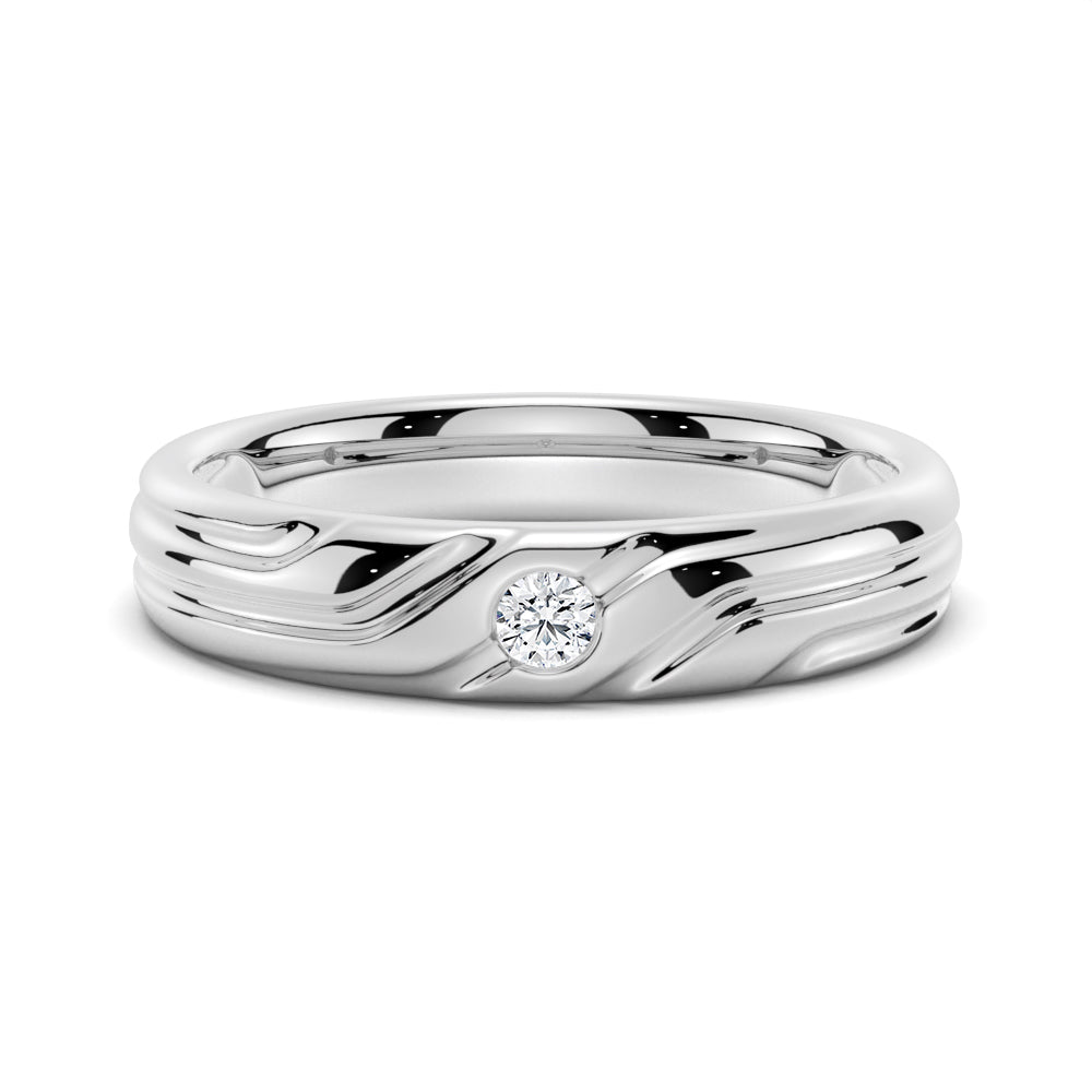 5mm Asymmetric Moissanite Men's Wedding Ring - TAYLOR KOM_925 Sterling Silver