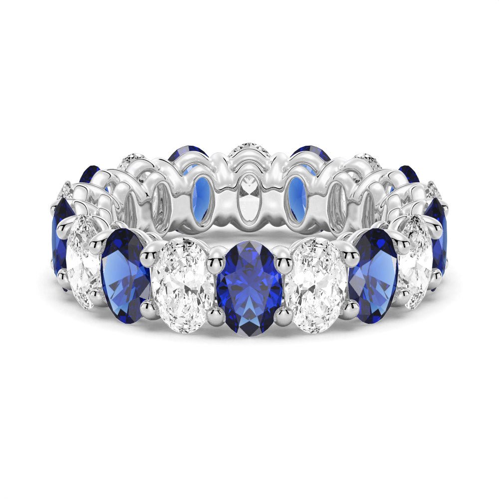 5mm Lab Grown White Sapphire Wedding Band - TAYLOR KOM_Lab Grown Sapphire
