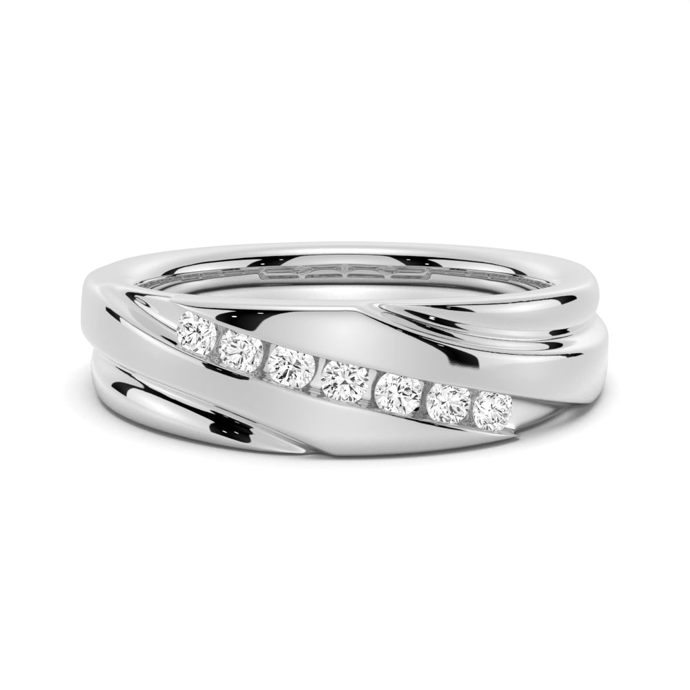 6.5mm Bezel Set Moissanite Men's Wedding Band - TAYLOR KOM_925 Sterling Silver