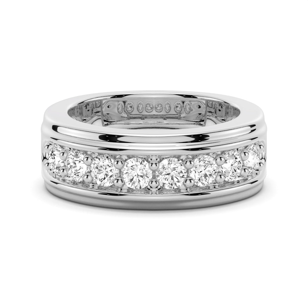 6.5mm Channel Set Moissanite Men's Wedding Band - TAYLOR KOM_925 Sterling Silver