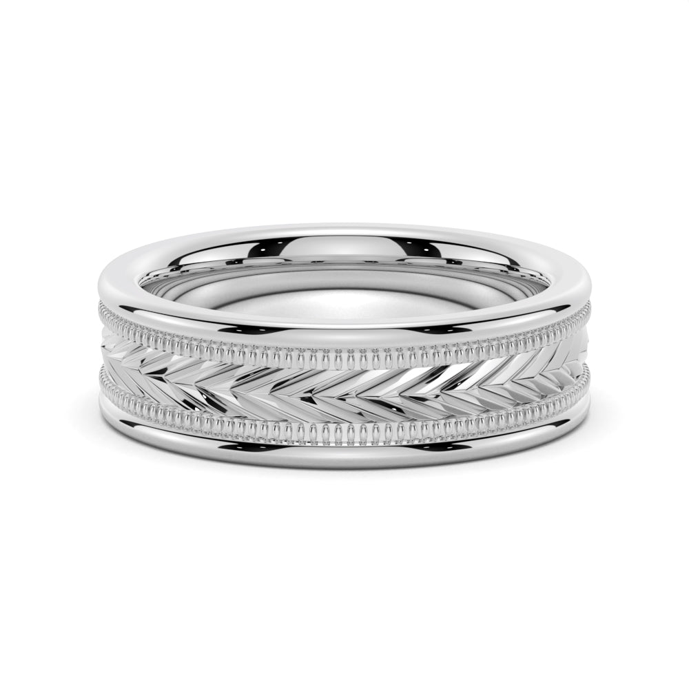 6mm Arrow Pattern Men's Wedding Band - TAYLOR KOM_925 Sterling Silver