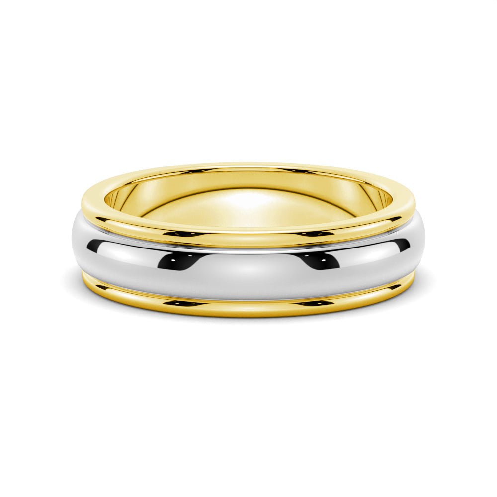 6mm Minimalist Two - Tone Men's Wedding Band - TAYLOR KOM_925 Sterling Silver