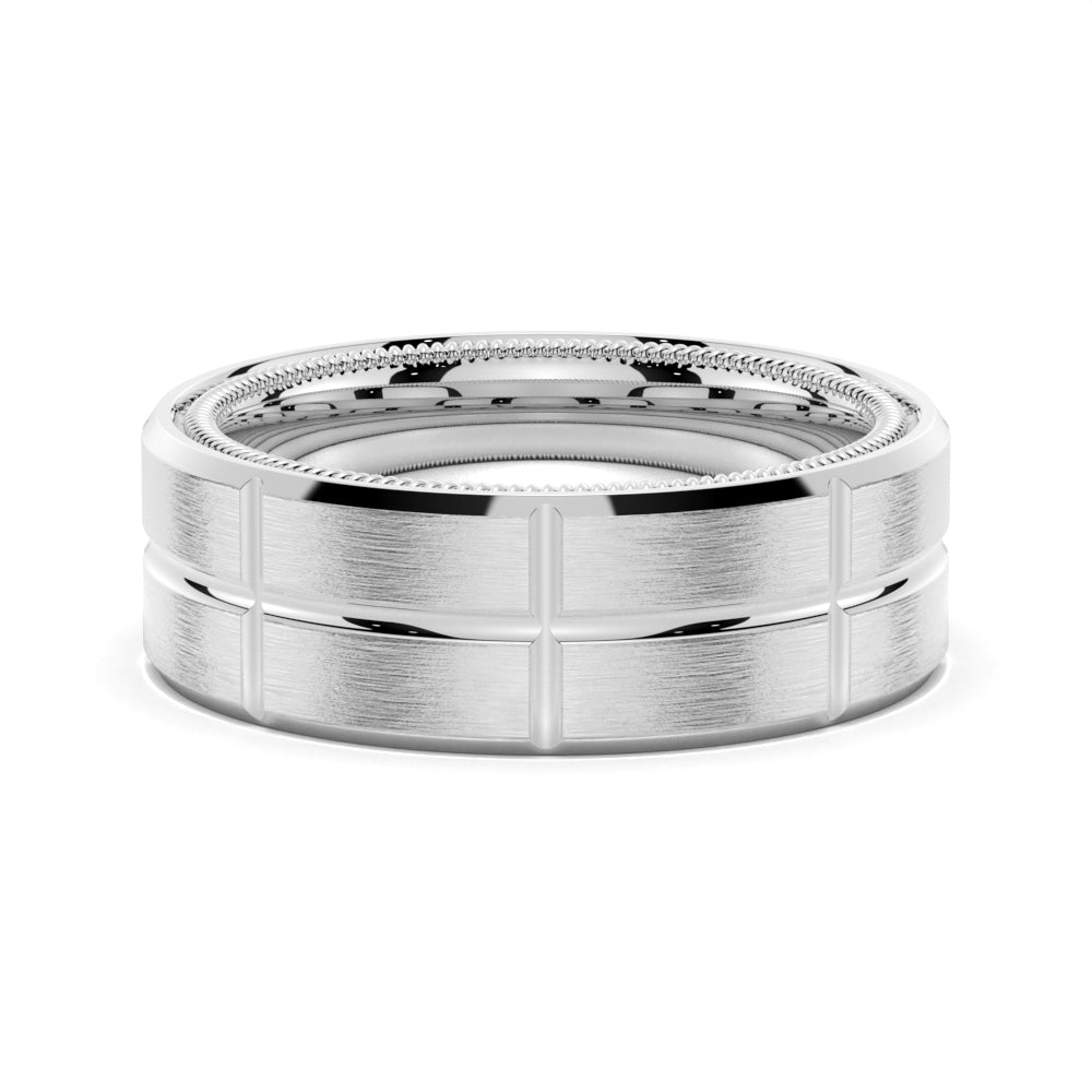 7.5mm Modern Design Men's Wedding Band - TAYLOR KOM_925 Sterling Silver