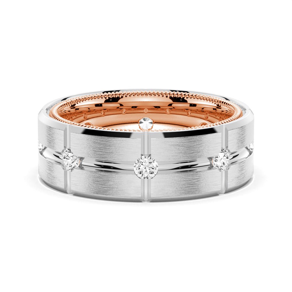 7.5mm Two - Tone Matte Finish Moissanite Men's Band - TAYLOR KOM_925 Sterling Silver