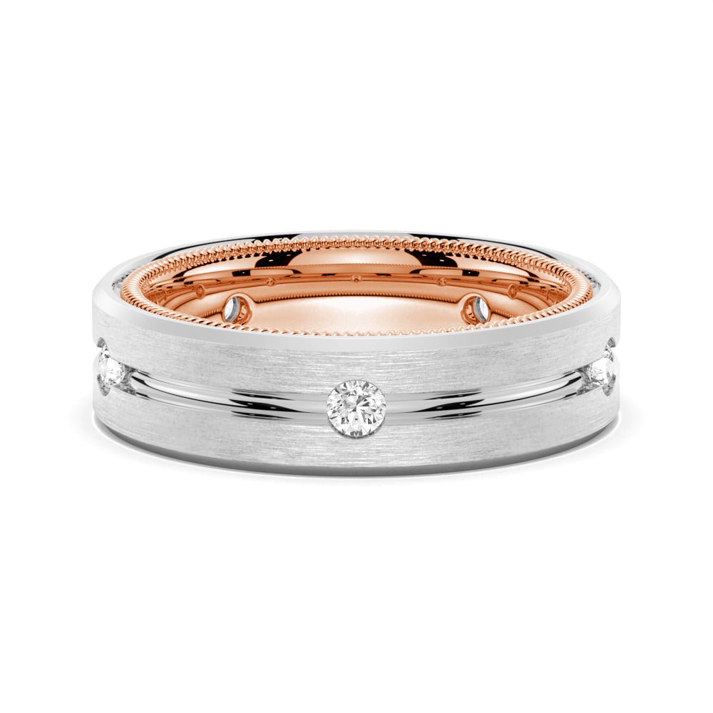7.5mm Two - Tone Moissanite Men's Wedding Band - TAYLOR KOM_925 Sterling Silver