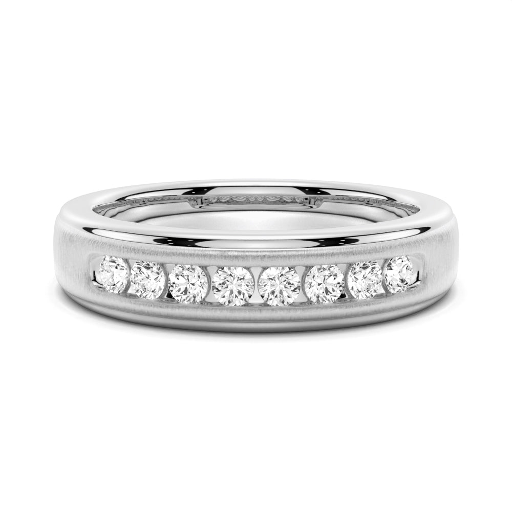 7mm Channel Set Moissanite Men's Wedding Band - TAYLOR KOM_925 Sterling Silver
