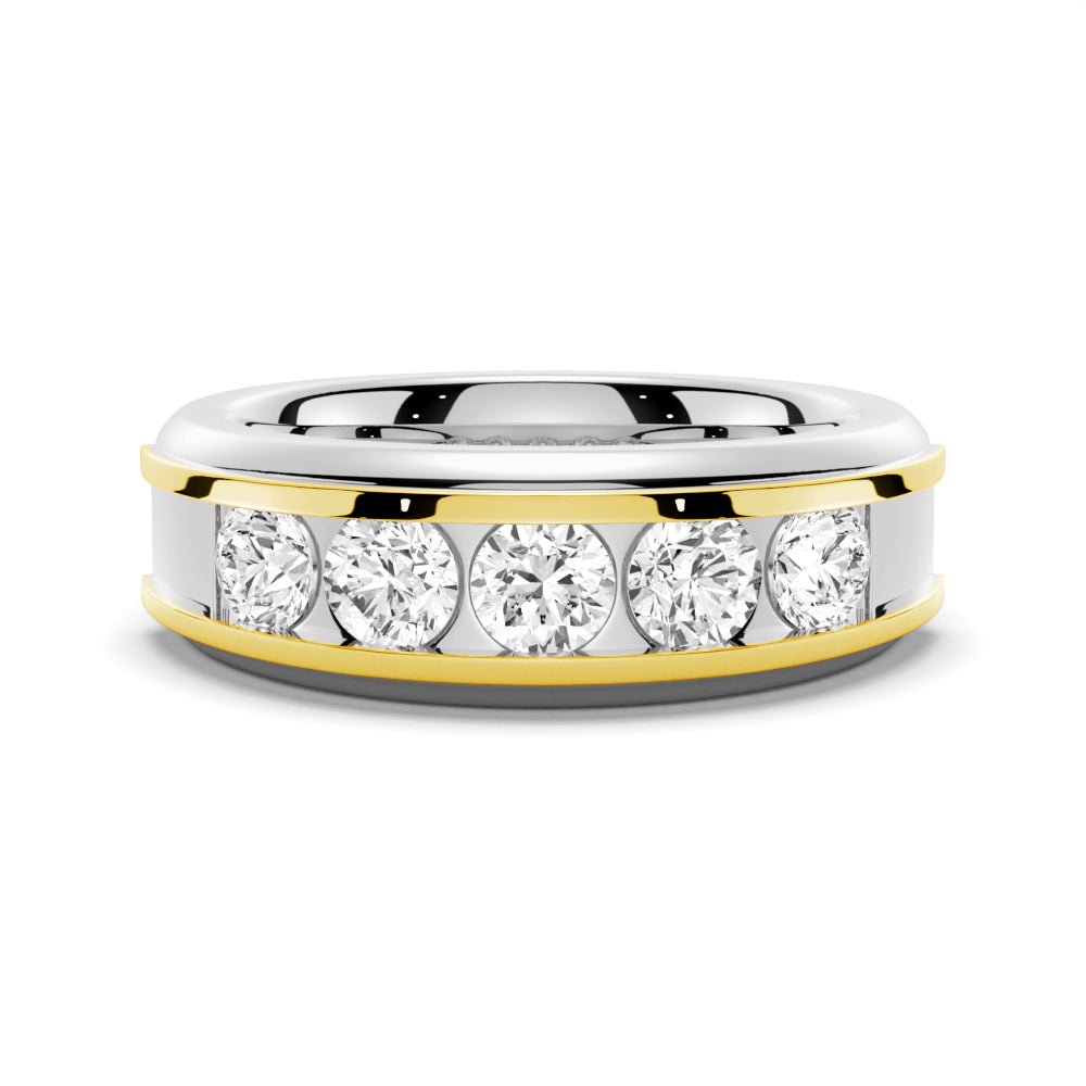 8mm Two - Tone Channel Set Moissanite Men's Wedding Band - TAYLOR KOM_925 Sterling Silver