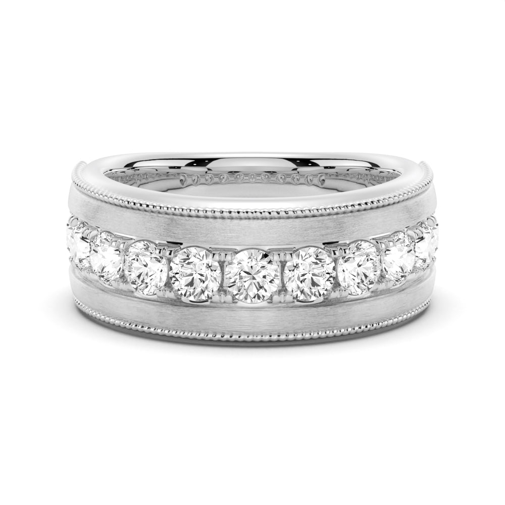 9mm Bezel Set Moissanite Men's Wedding Band - TAYLOR KOM_925 Sterling Silver