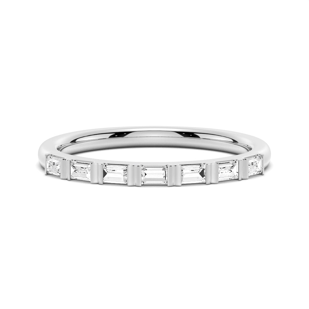 Baguette Cut Tension Set Moissanite Wedding Band - TAYLOR KOM_925 Sterling Silver