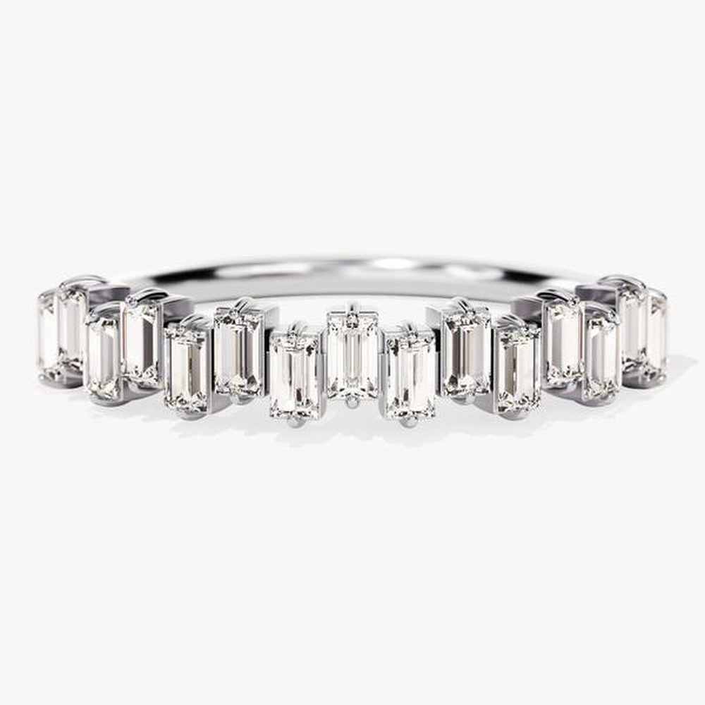 Baguette Shaped Moissanite Wedding Band - TAYLOR KOM_925 Sterling Silver