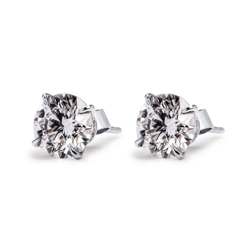 Brilliant Four Prong Moissanite Earrings - TAYLOR KOM_925 Sterling Silver
