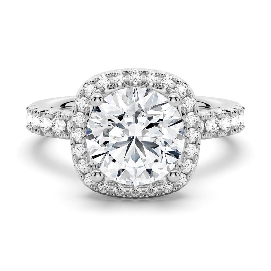 Brilliant Halo Round Moissanite Engagement Ring - TAYLOR KOM_925 Sterling Silver
