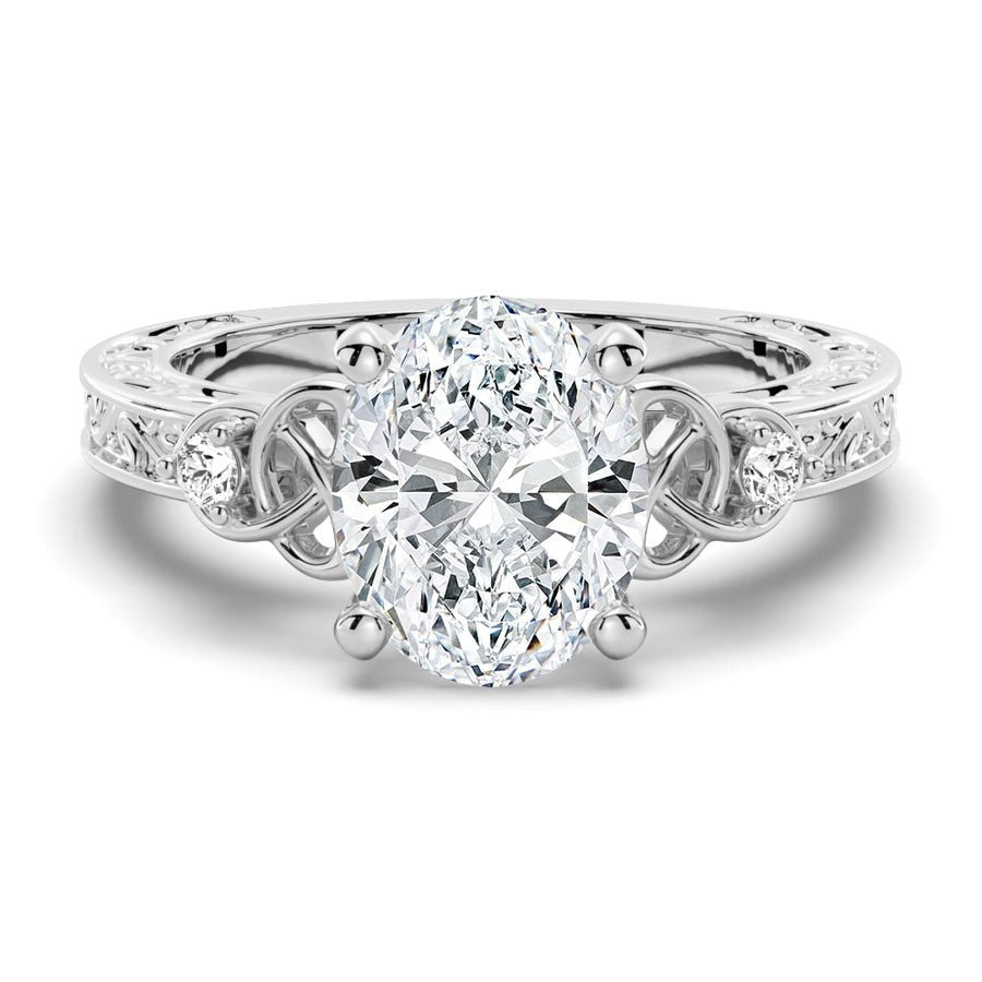 Celtic Knots Design Oval Moissanite Engagement Ring - TAYLOR KOM_925 Sterling Silver