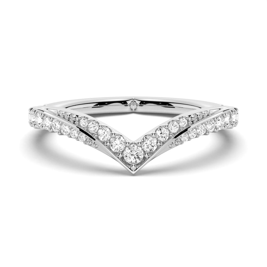 Classic Curved V Moissanite Wedding Band - TAYLOR KOM_925 Sterling Silver