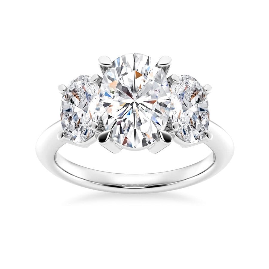 Classic Oval Cut Three Stone Moissanite Engagement Ring - TAYLOR KOM_925 Sterling Silver