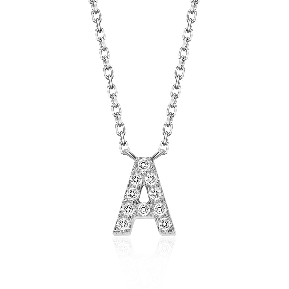 Classic Pavé Initial A Pendant Necklace - TAYLOR KOM_925 Sterling Silver
