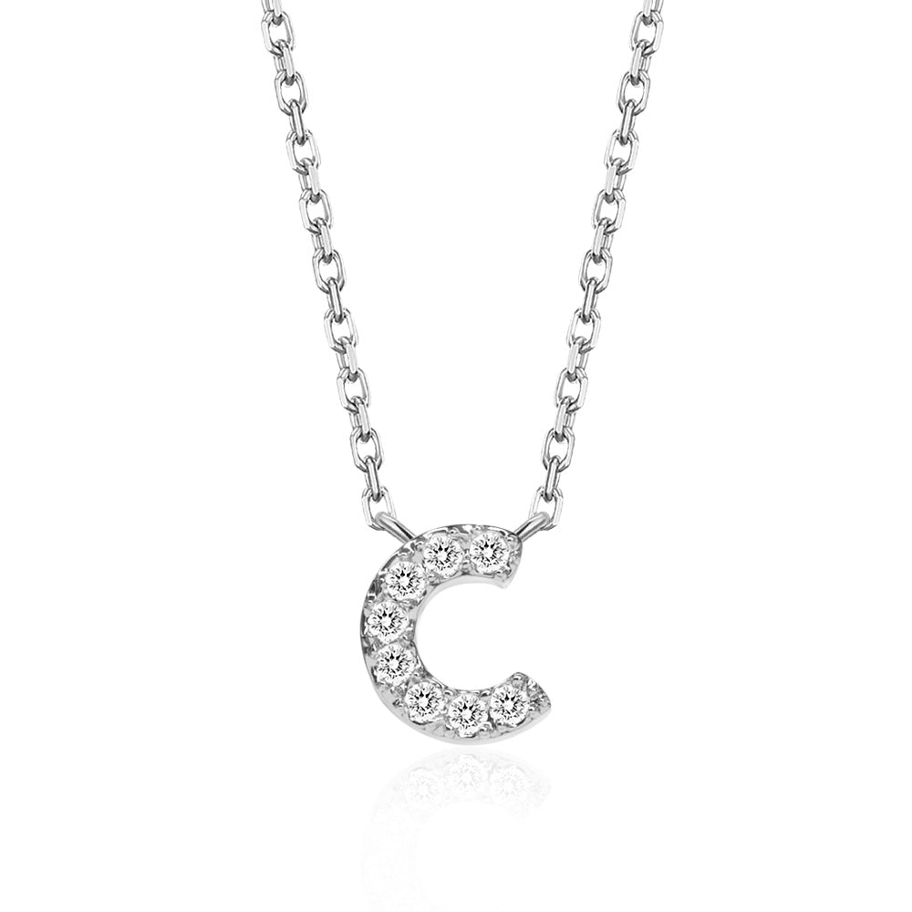 Classic Pavé Initial C Pendant Necklace - TAYLOR KOM_925 Sterling Silver