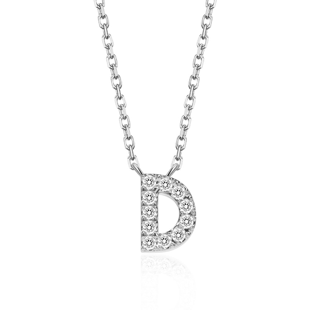 Classic Pavé Initial D Pendant Necklace - TAYLOR KOM_925 Sterling Silver