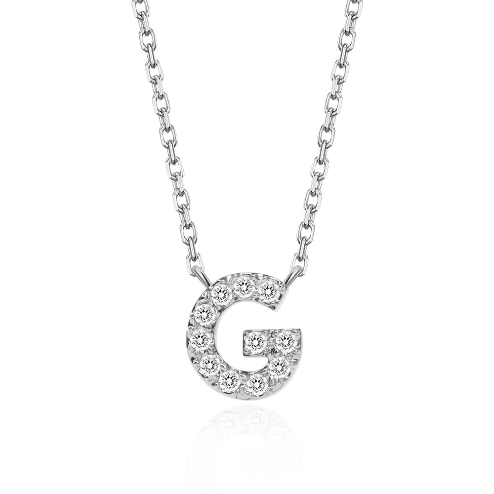 Classic Pavé Initial G Pendant Necklace - TAYLOR KOM_925 Sterling Silver