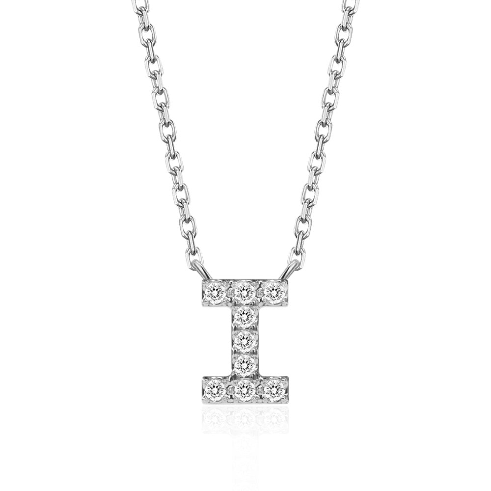 Classic Pavé Initial I Pendant Necklace - TAYLOR KOM_925 Sterling Silver