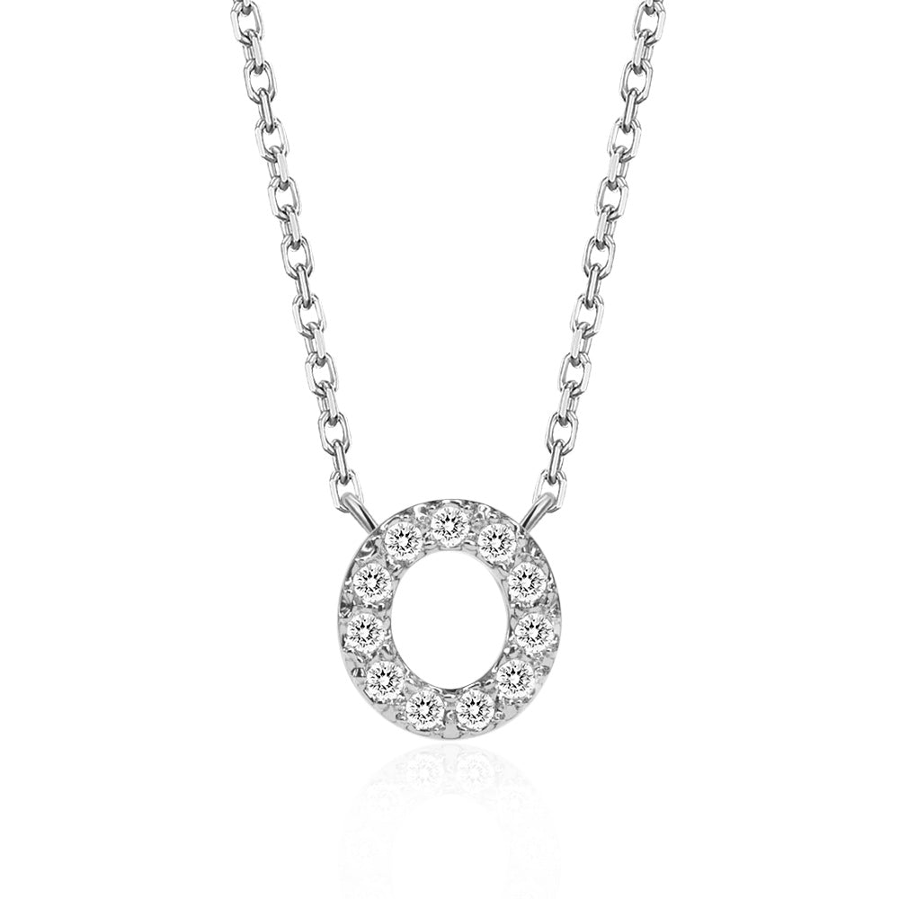 Classic Pavé Initial O Pendant Necklace - TAYLOR KOM_925 Sterling Silver