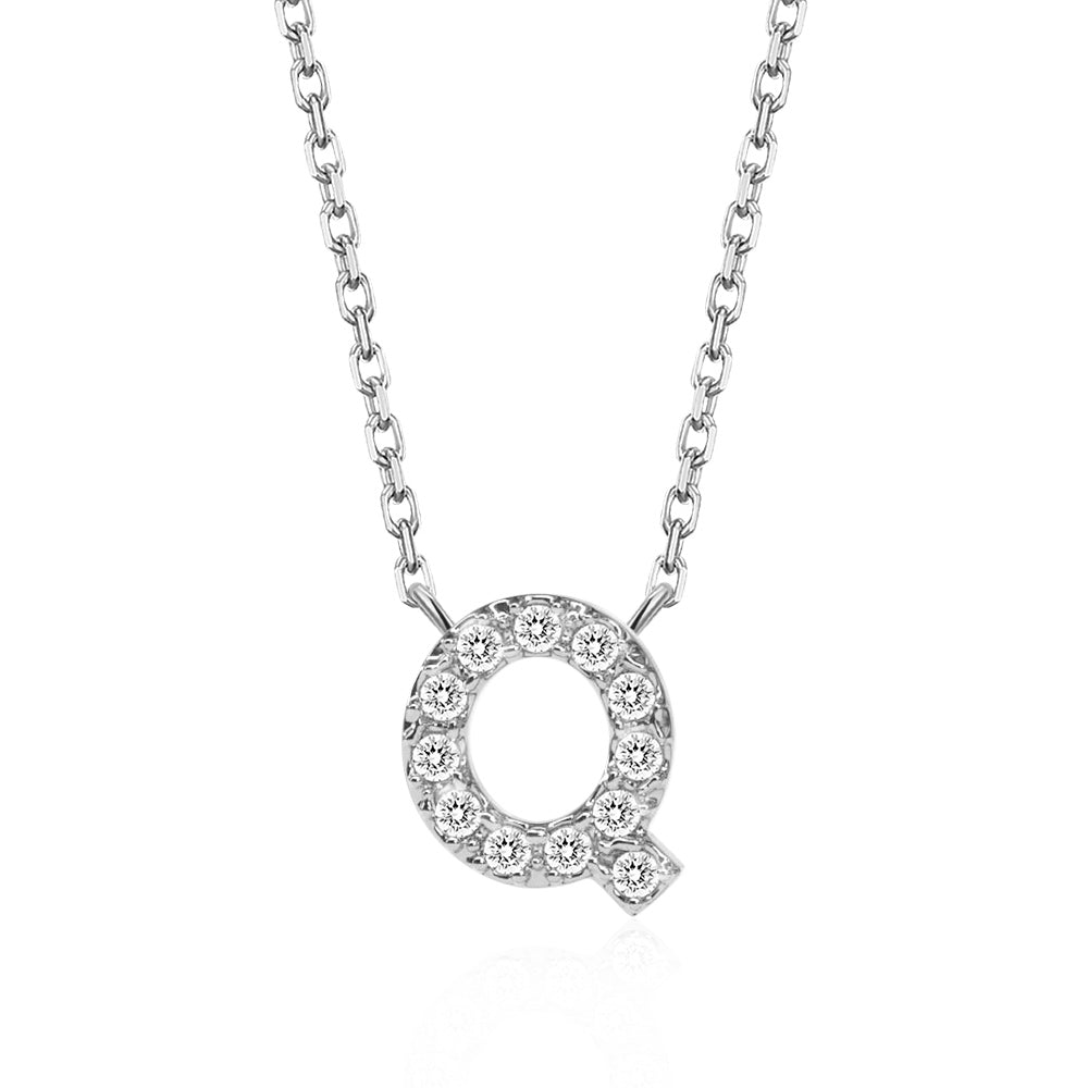 Classic Pavé Initial Q Pendant Necklace - TAYLOR KOM_925 Sterling Silver