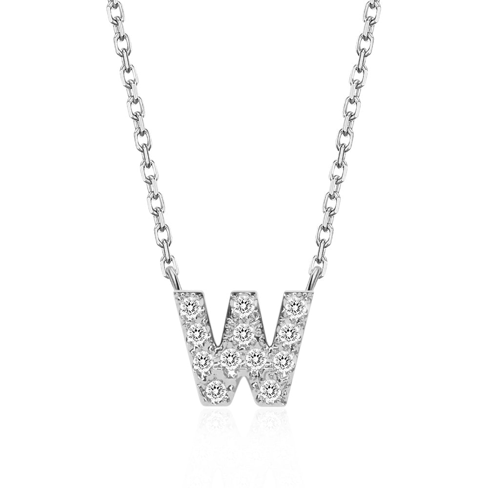 Classic Pavé Initial W Pendant Necklace - TAYLOR KOM_925 Sterling Silver