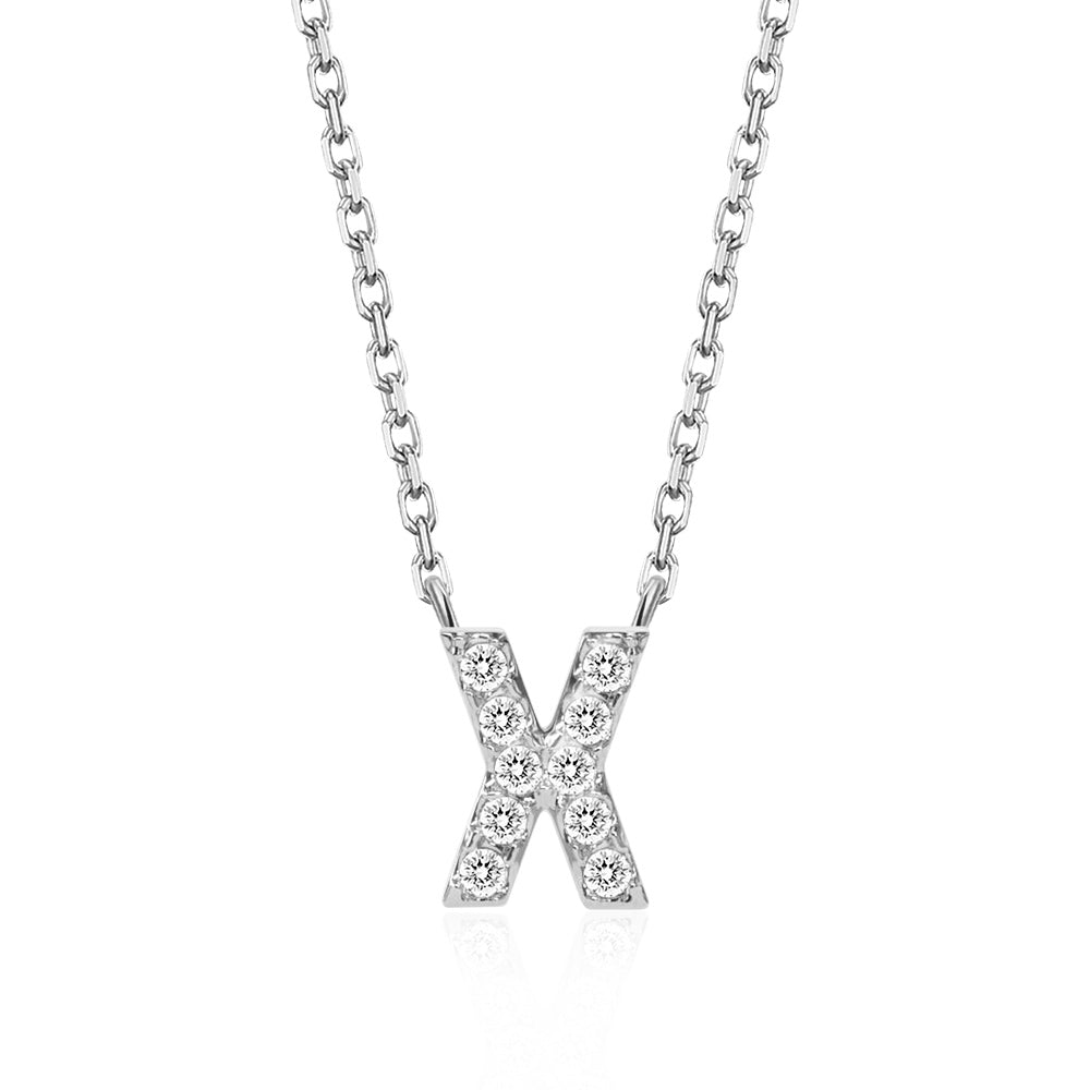 Classic Pavé Initial X Pendant Necklace - TAYLOR KOM_925 Sterling Silver