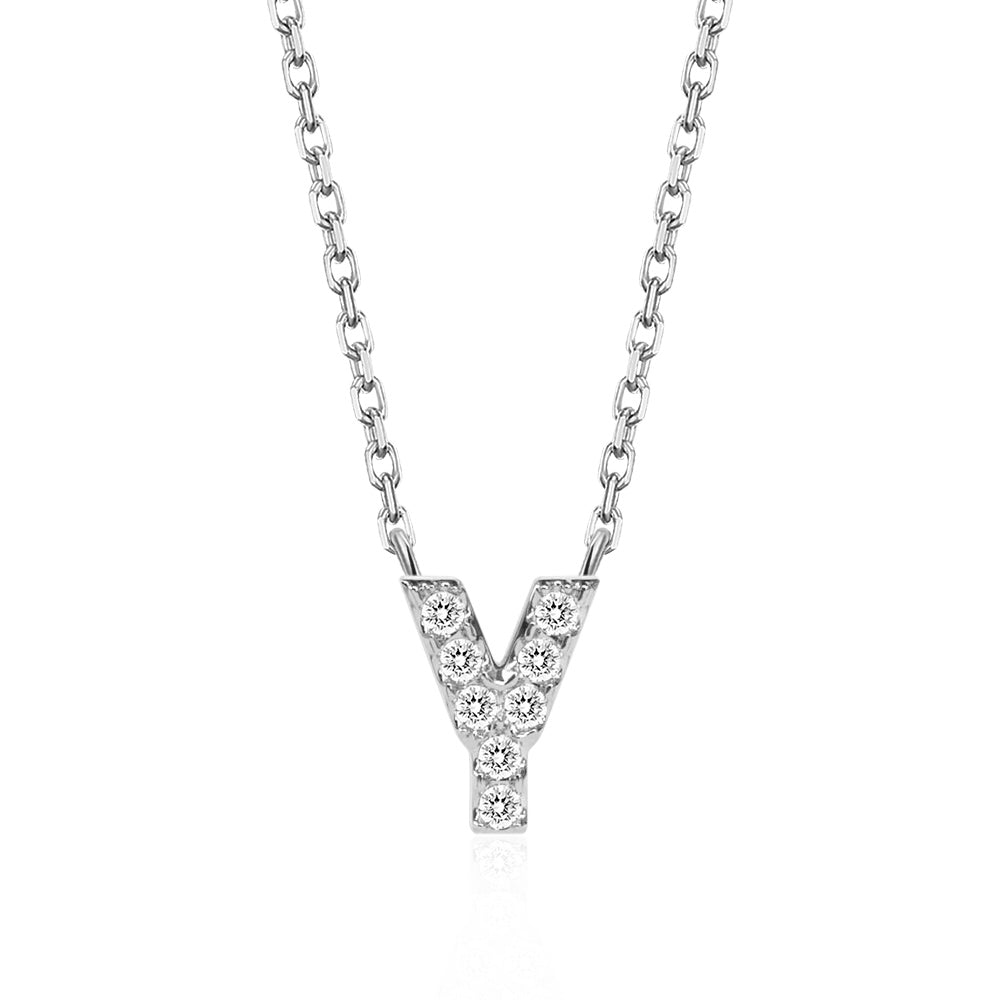 Classic Pavé Initial Y Pendant Necklace - TAYLOR KOM_925 Sterling Silver