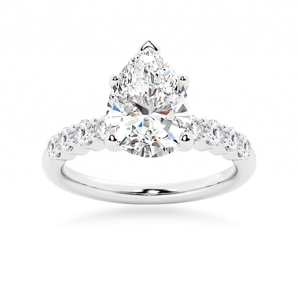 Classic Pear Shaped Moissanite Engagement Ring - TAYLOR KOM_925 Sterling Silver