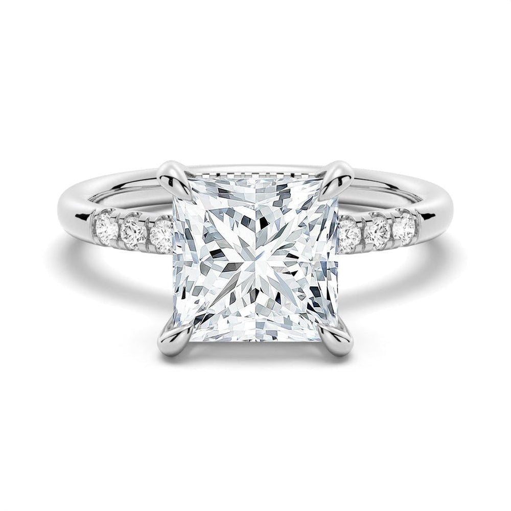 Classic Princess Cut Lab Grown Diamond Engagement Ring With Hidden Halo - TAYLOR KOM_10K White Gold