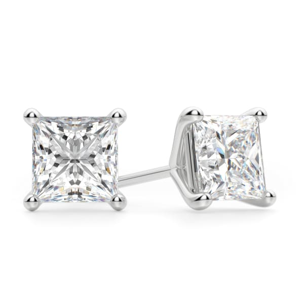 Classic Princess Shaped Moissanite Stud Earrings - 1 CT. - TAYLOR KOM_925 Sterling Silver