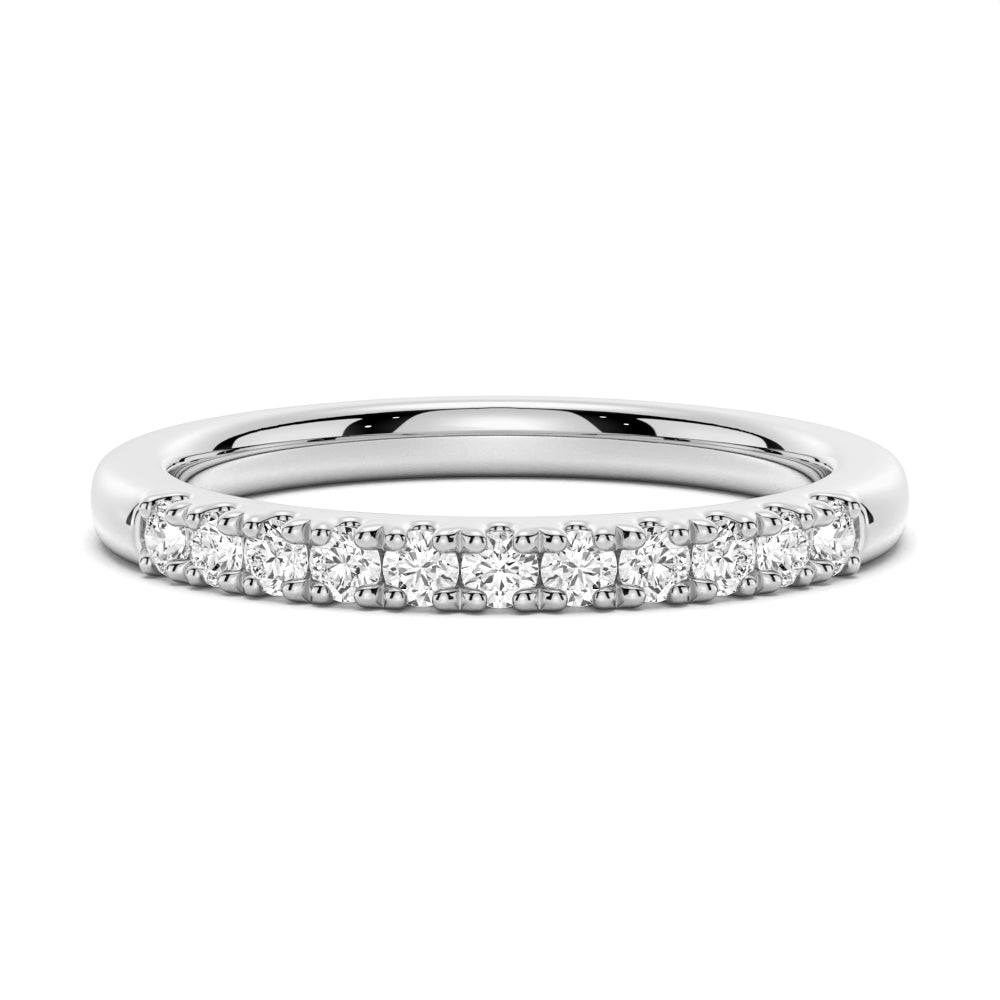 Classic Round Cut Moissanite Wedding Band - TAYLOR KOM_925 Sterling Silver