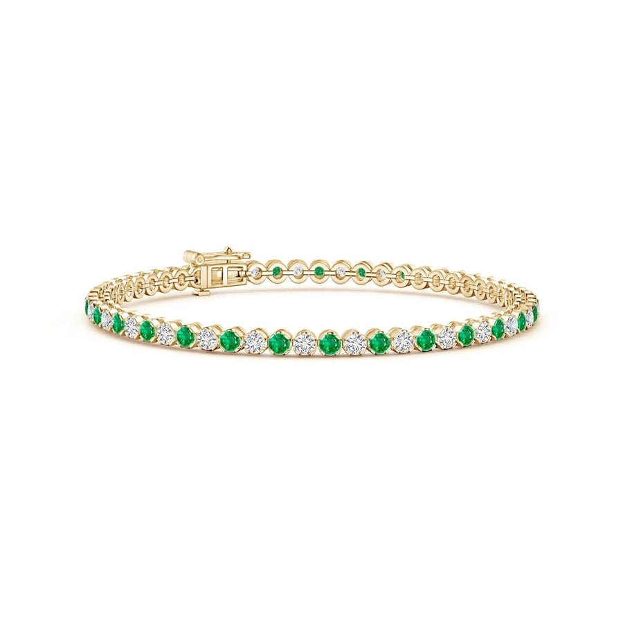 Classic Round Emerald and White Sapphire Tennis Bracelet - TAYLOR KOM_6''